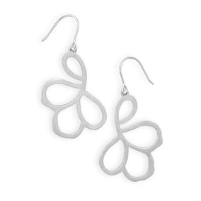 Rhodium Plated Tear Drop Cut Out Earrings