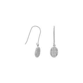 Rhodium Plated Oval Micro Pave CZ Earrings