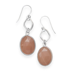 Peach Moonstone Drop Earrings