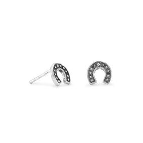 Oxidized Horseshoe Stud Earrings