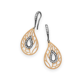 Two Tone Tear Drop Earrings