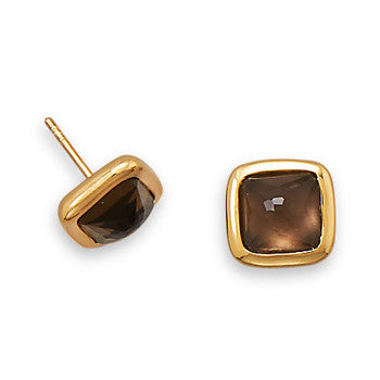 Vermeil Freeform Faceted Smoky Quartz Earrings