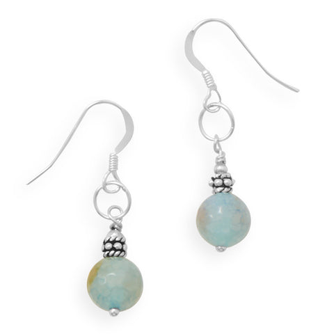 Handmade Faceted Fire Agate French Wire Earrings