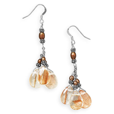 Handmade Sunstone Cluster Earrings