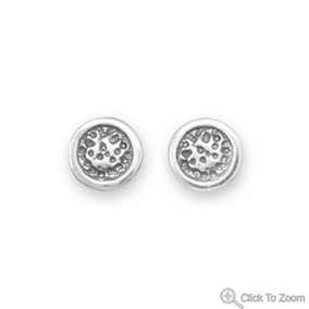 Oxidized Textured Round Earrings