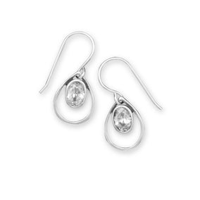 Oxidized Oval CZ Earrings