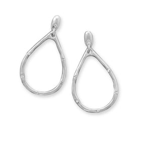 Oxidized Pear Drop Earrings with CZ Accents