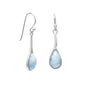 Rhodium Plated Pear Drop Larimar Earrings