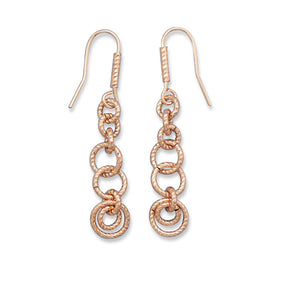14 Karat Rose Gold Plated Multiring Drop Earrings