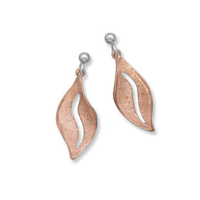 Two Tone Leaf Drop Earrings