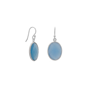 Oval Blue Chalcedony Earrings