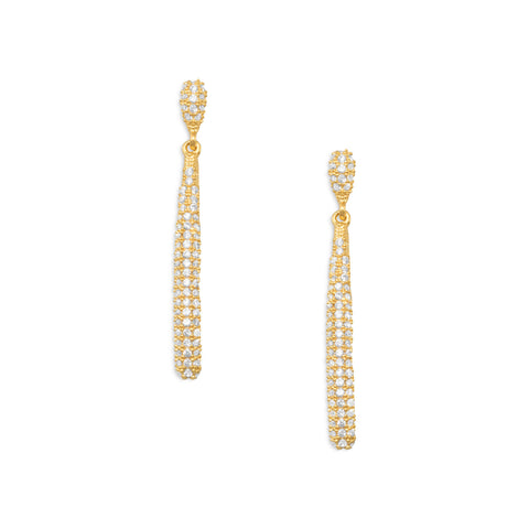 Glamorous 14K Gold Plated Pave CZ Drop Earrings