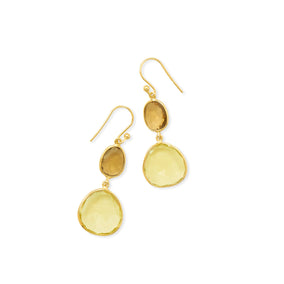 14 Karat Gold Plated Double Quartz Drop Earrings