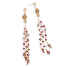 14 Karat Gold Plated Tourmaline Bead Drop Earrings