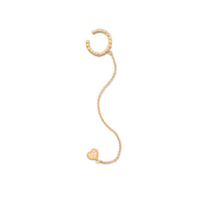 14K Gold Plated Heart Stud with Attached Ear Cuff