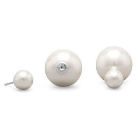 White Simulated Pearl Front Back Earrings