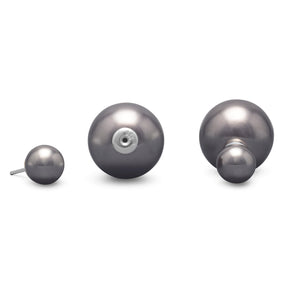 Black Simulated Pearl Front Back Earrings