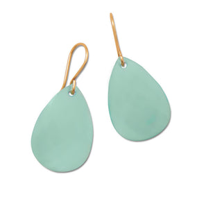 14K Gold Plated Faceted Green Chalcedony Earrings