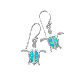 Synthetic Blue Opal Turtle Earrings