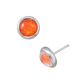 Round Freeform Faceted Quartz over Reconstituted Coral Earrings