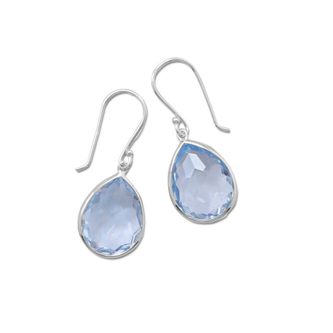Freeform Faceted Light Blue Hydro Quartz Drop Earrings