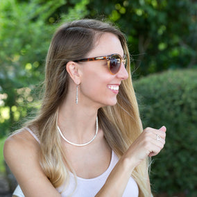 Rhodium Plated Long Textured Bar Earrings