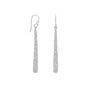 Rhodium Plated Long Textured Bar Earrings