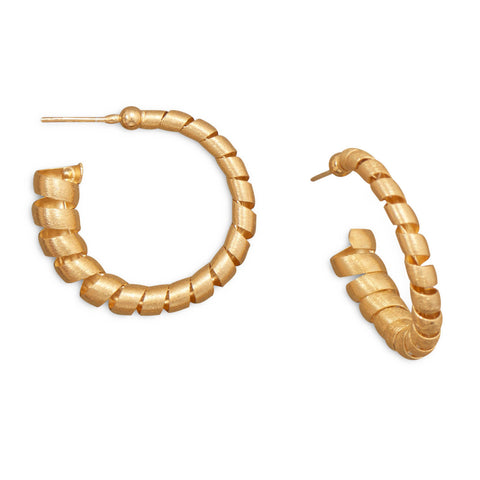 14 Karat Gold Plated 3/4 Hoop Earrings with Spiral Design