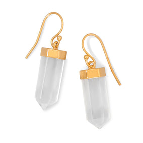 14 Karat Gold Plated Clear Quartz Drop Earrings