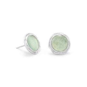 Round Polished Edge Roman Glass Earrings
