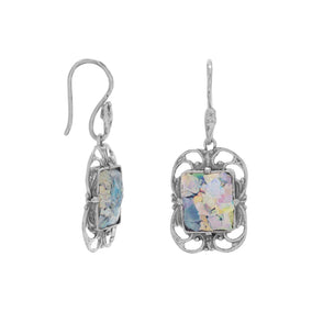 Ornate Oxidized Roman Glass Earrings