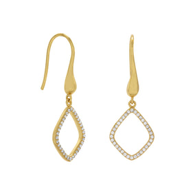 18 Karat Gold Plated Signity CZ Kite Design Drop Earrings