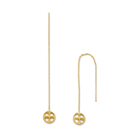 14 Karat Gold Plated Threader Earrings with Round Cut Out Ends