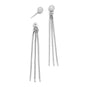 Rhodium Plated Bead Stud Earrings with Hanging Chain Backs