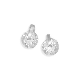 6mm CZ with Silver Bar Post Earrings