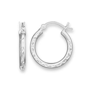 2.5mm x 20mm Diamond Cut Hoop Earrings