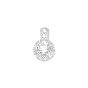 Rhodium Plated 6mm Round CZ/Pave Edge Slide