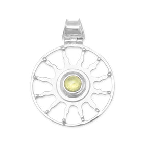 Round Peridot Cabochon Sun Design Slide