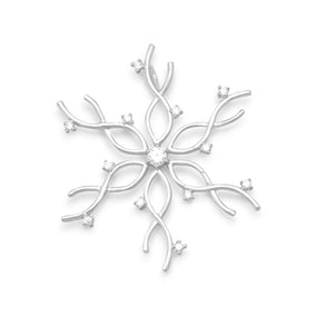 Rhodium Plated CZ Snowflake Slide