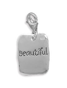 Reversible "Beautiful" Charm with Lobster Clasp