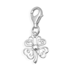 Filigree Four Leaf Clover Charm with Lobster Clasp