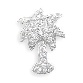 Rhodium Plated CZ Palm Tree Slide