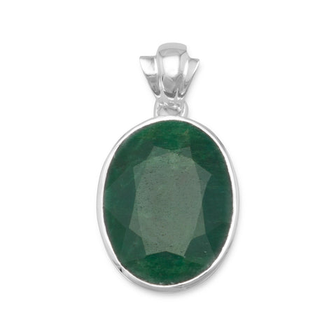 Oval Faceted Rough-Cut Emerald Pendant