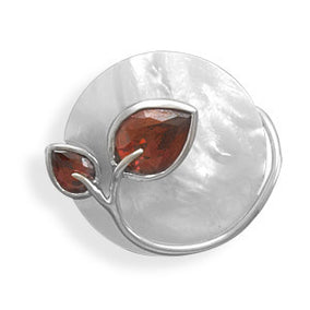 White Shell and Red CZ Slide