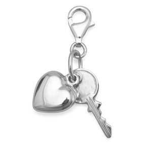 Heart and Key Charm with Lobster Clasp