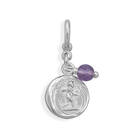 Cupid Charm with Amethyst Bead