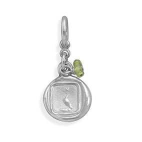 Dove Charm with Peridot Bead
