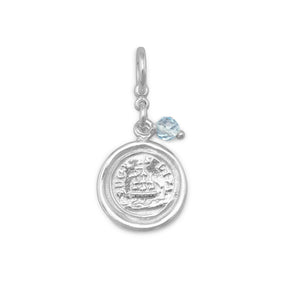 Such is Life Ship Charm with Blue Topaz