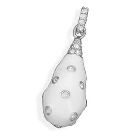 White Enamel Pendant with Crystals