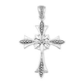 Ornate Marcasite Cross Pendant